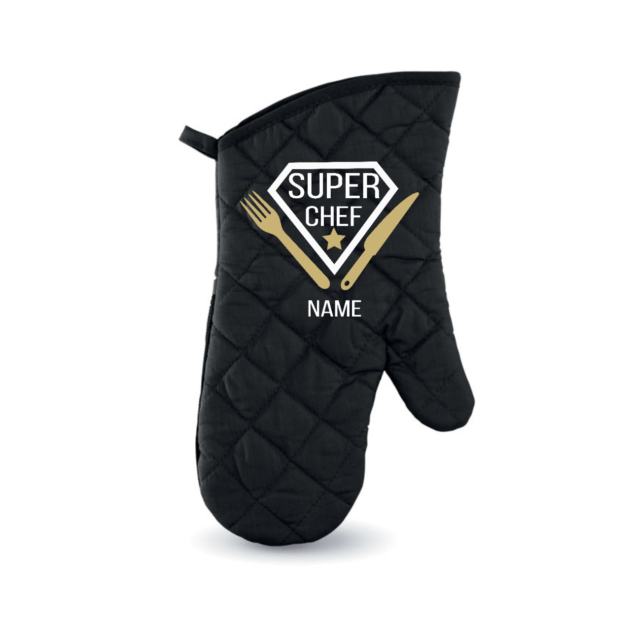 Personalised Black Super-chef Oven Glove